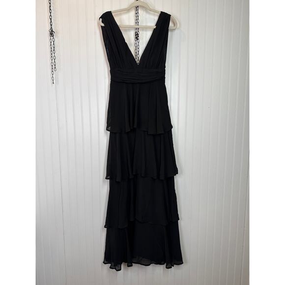 NWOT Lulus Amazing Evening Black Tiered Maxi Dress Bridesmaid Wedding Prom 1X - Picture 2 of 7